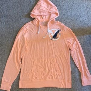 Mens, t-shirt thin hoodie, Salmon/Orange, American Eagle, Large, Like New!